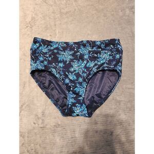 Lands End Bikini Bathing Suit Bottom Womens Sz 8 Blue Floral